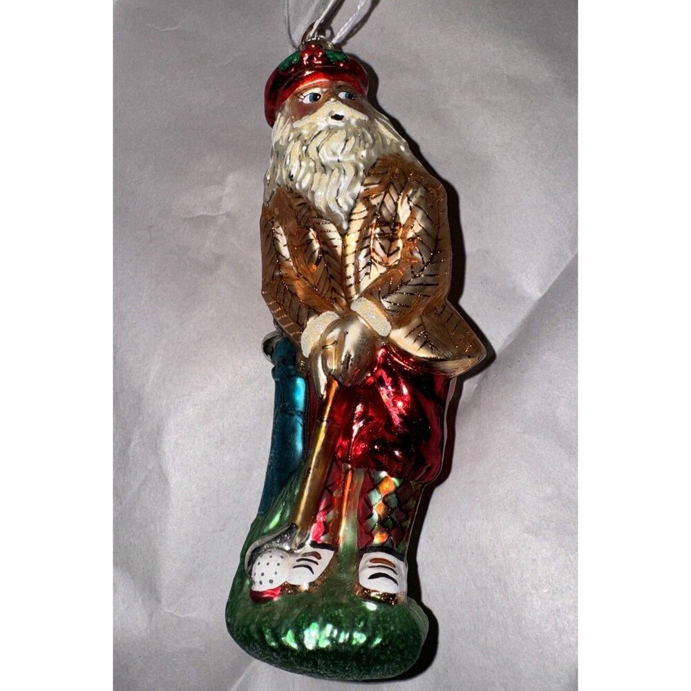 Vtg Radko JACK ST. NICHOLAS Ornament 99-117-0 SANTA GOLFER 6.5"  Hand Blown 1999